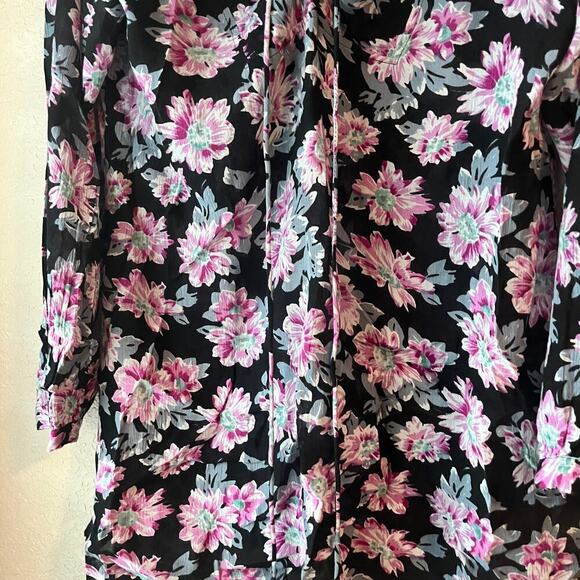 Meghan Los Angeles Floral Mini Dress Long Sleeve Criss Cross Front Lightweight S - Picture 3 of 9